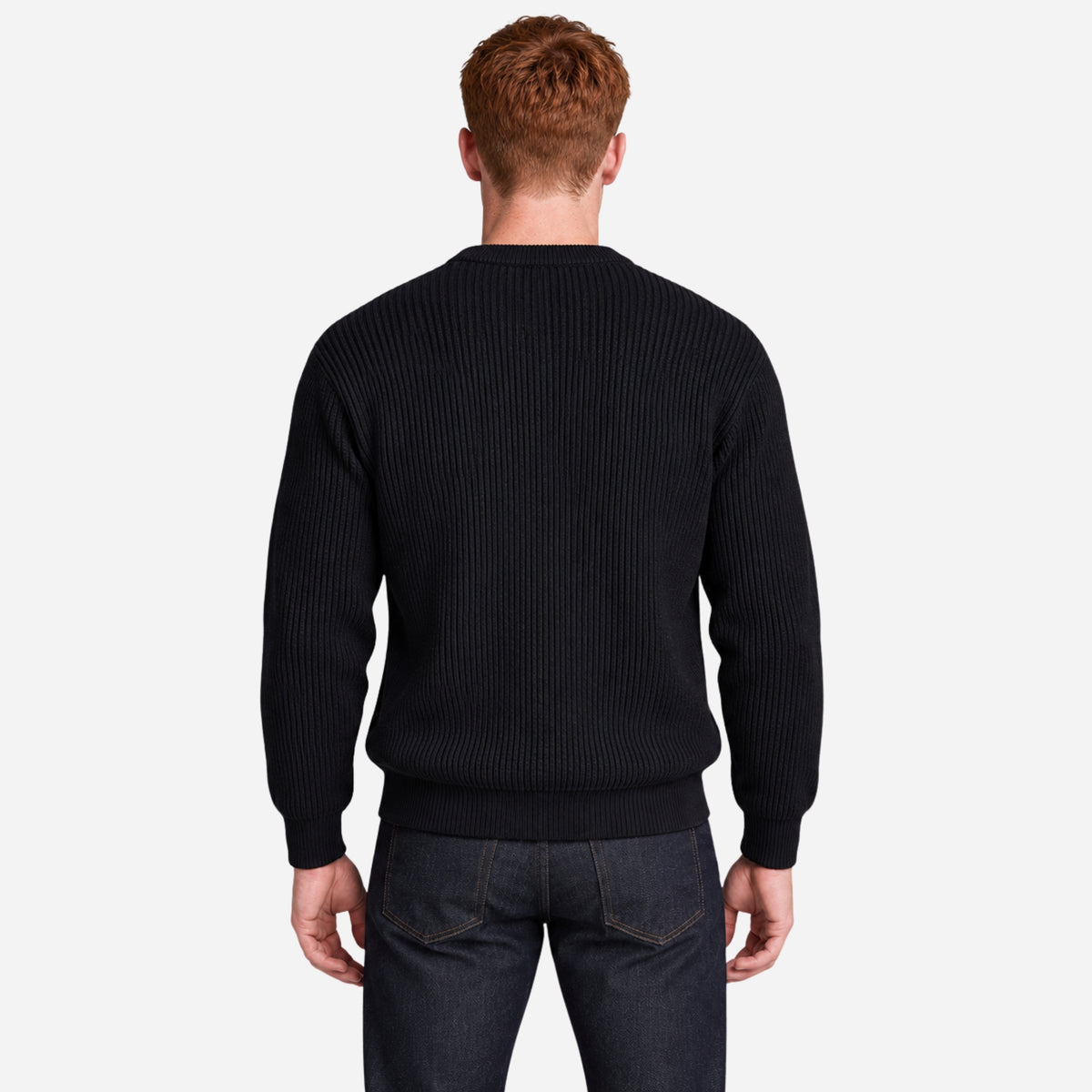 Men’s Casual Ribbed Crew-Neck Knitted Jumper-Fowsa