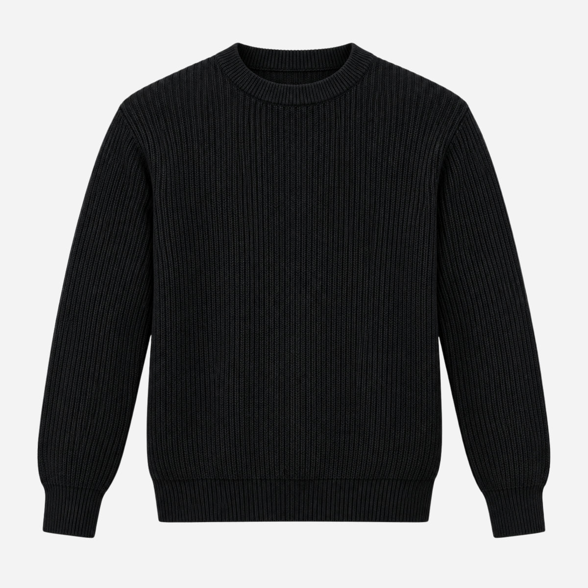 Men’s Casual Ribbed Crew-Neck Knitted Jumper-Fowsa