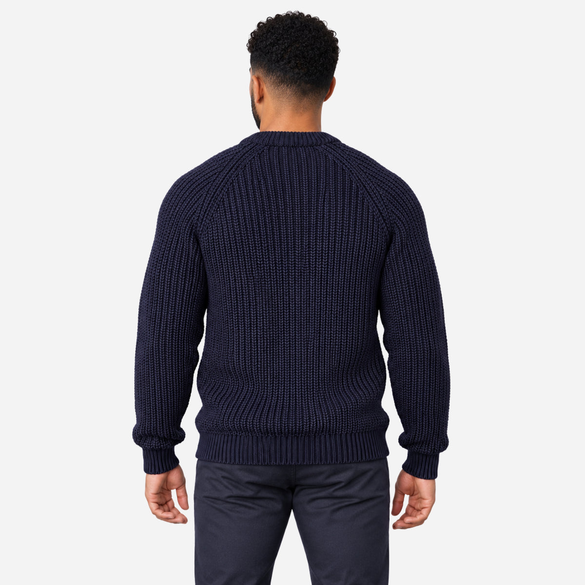 Men’s Chunky Rib-Knit Crew Neck Jumper-Fowsa