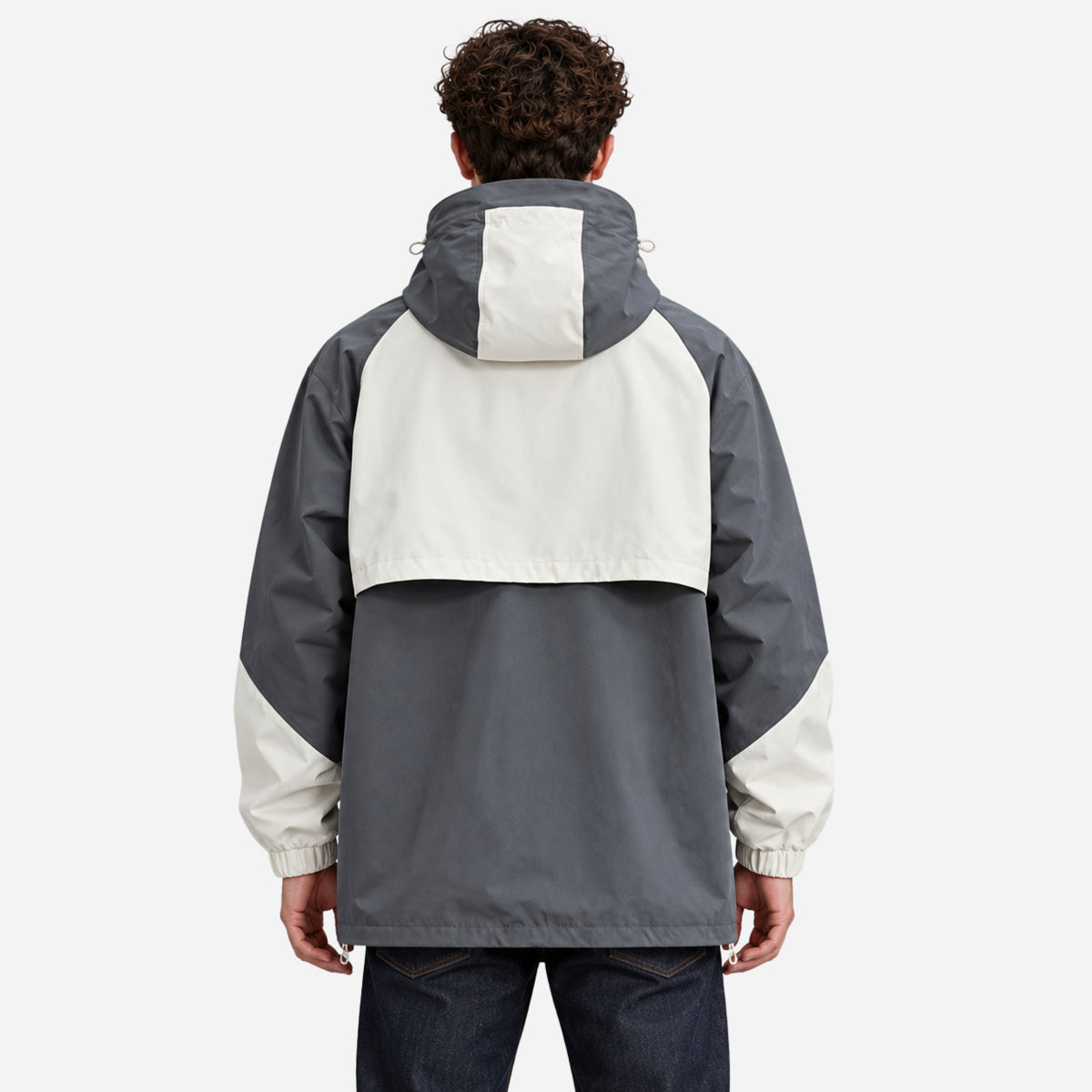 Men’s Colour-Block Hooded Windbreaker Jacket-Fowsa
