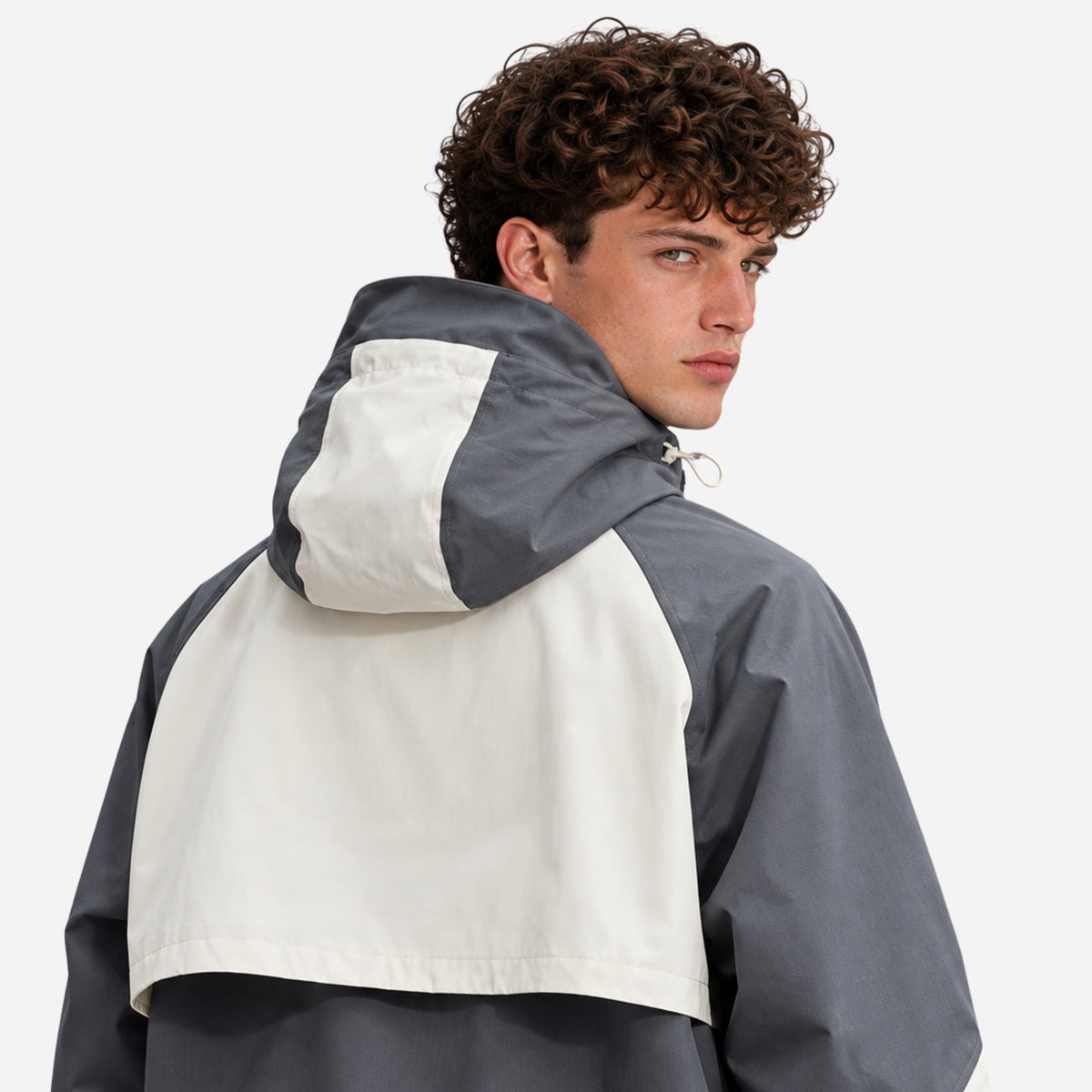 Men’s Colour-Block Hooded Windbreaker Jacket-Fowsa
