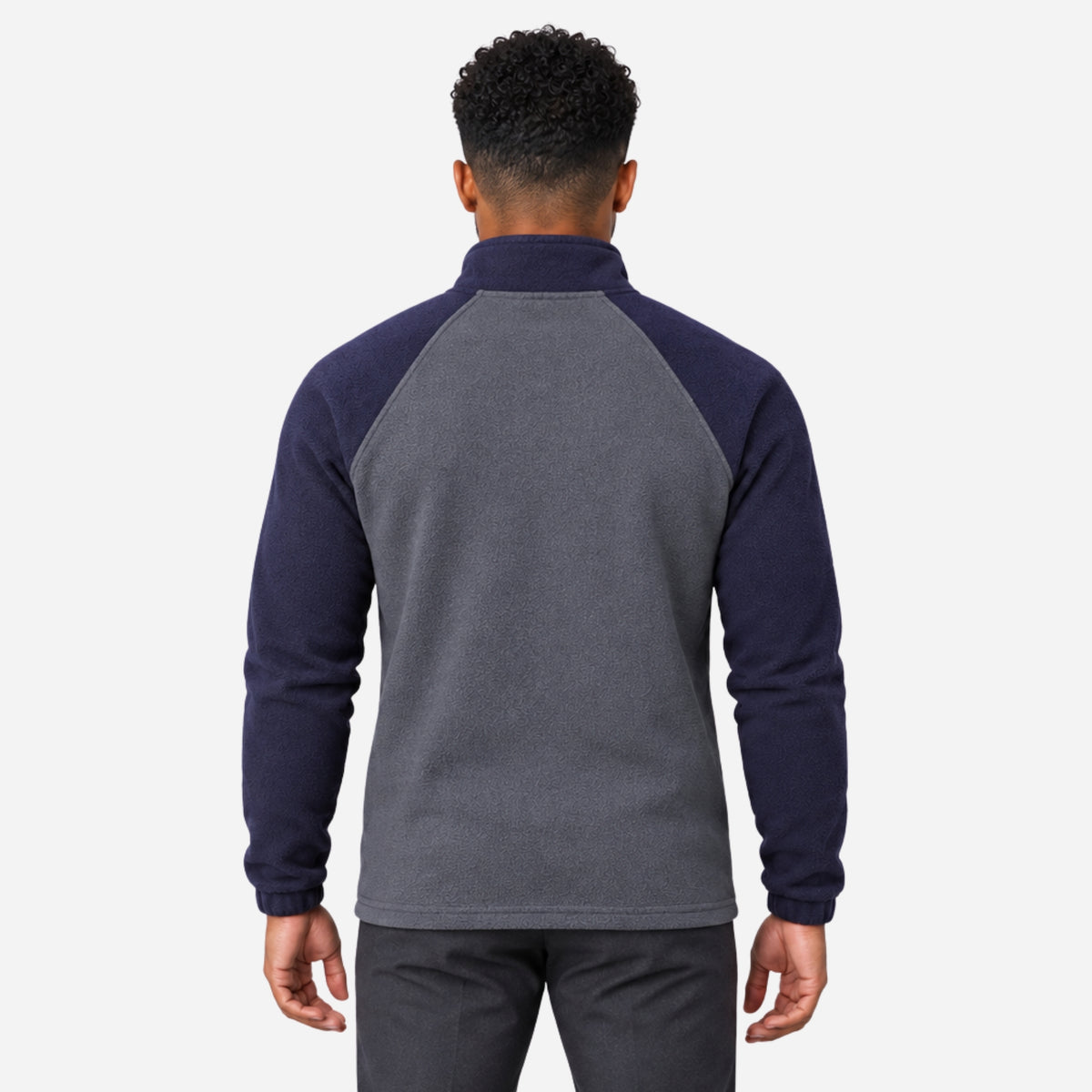 Men’s Colour-Block Quarter-Zip Fleece Jumper-Fowsa