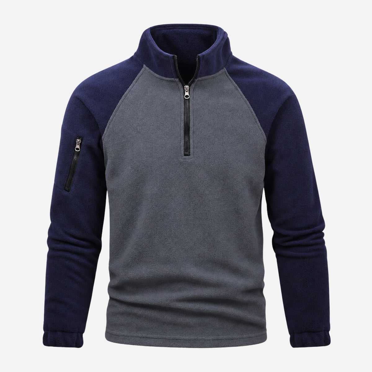 Men’s Colour-Block Quarter-Zip Fleece Jumper-Fowsa
