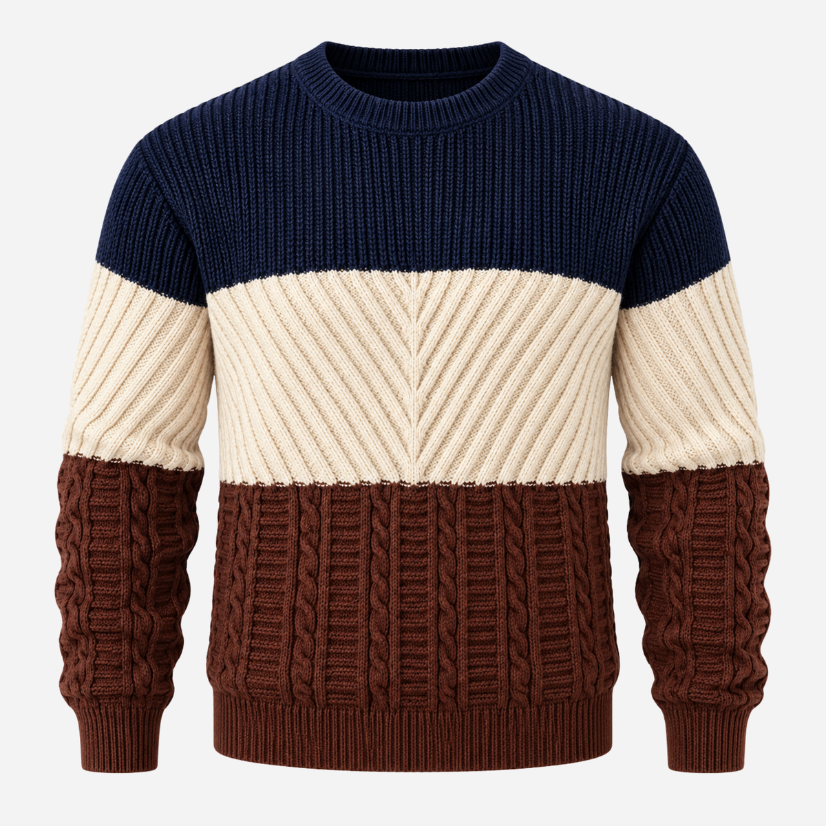 Men’s Colour-Block Textured Knit Jumper-Fowsa
