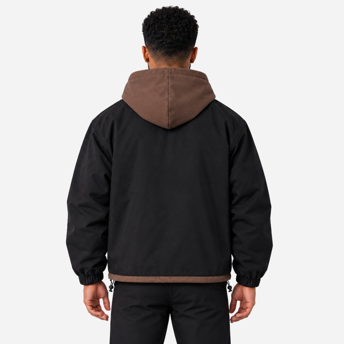 Men’s Contrast-Hood Drawcord Utility Jacket-Fowsa