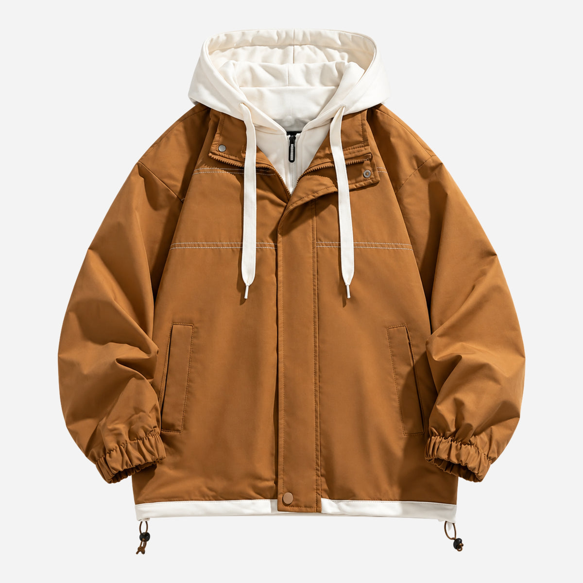 Men’s Contrast-Hood Drawcord Utility Jacket-Fowsa