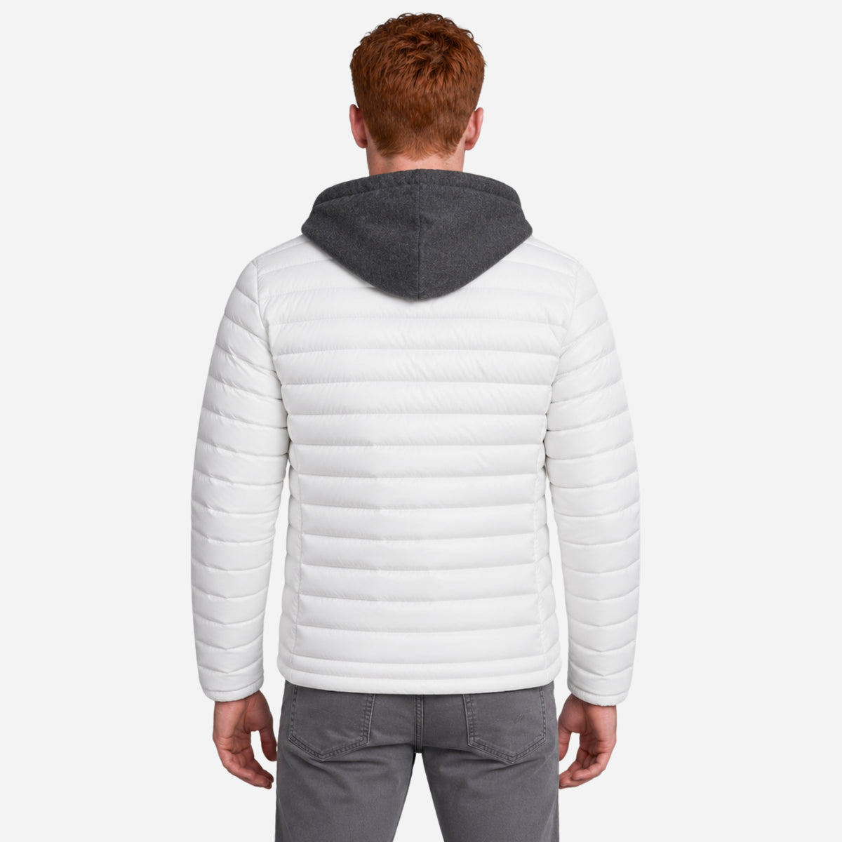 Men’s Contrast-Hood Quilted Puffer Jacket-Fowsa