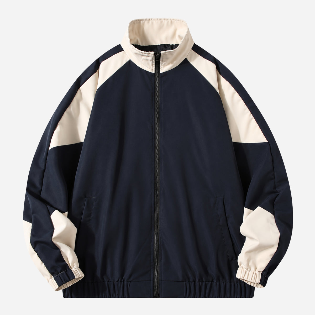 Men’s Contrast-Panel High-Neck Windbreaker Jacket-Fowsa
