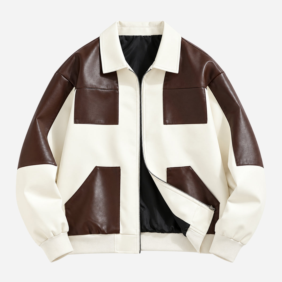 Men’s Contrast-Panel Multi-Pocket Zip Jacket-Fowsa