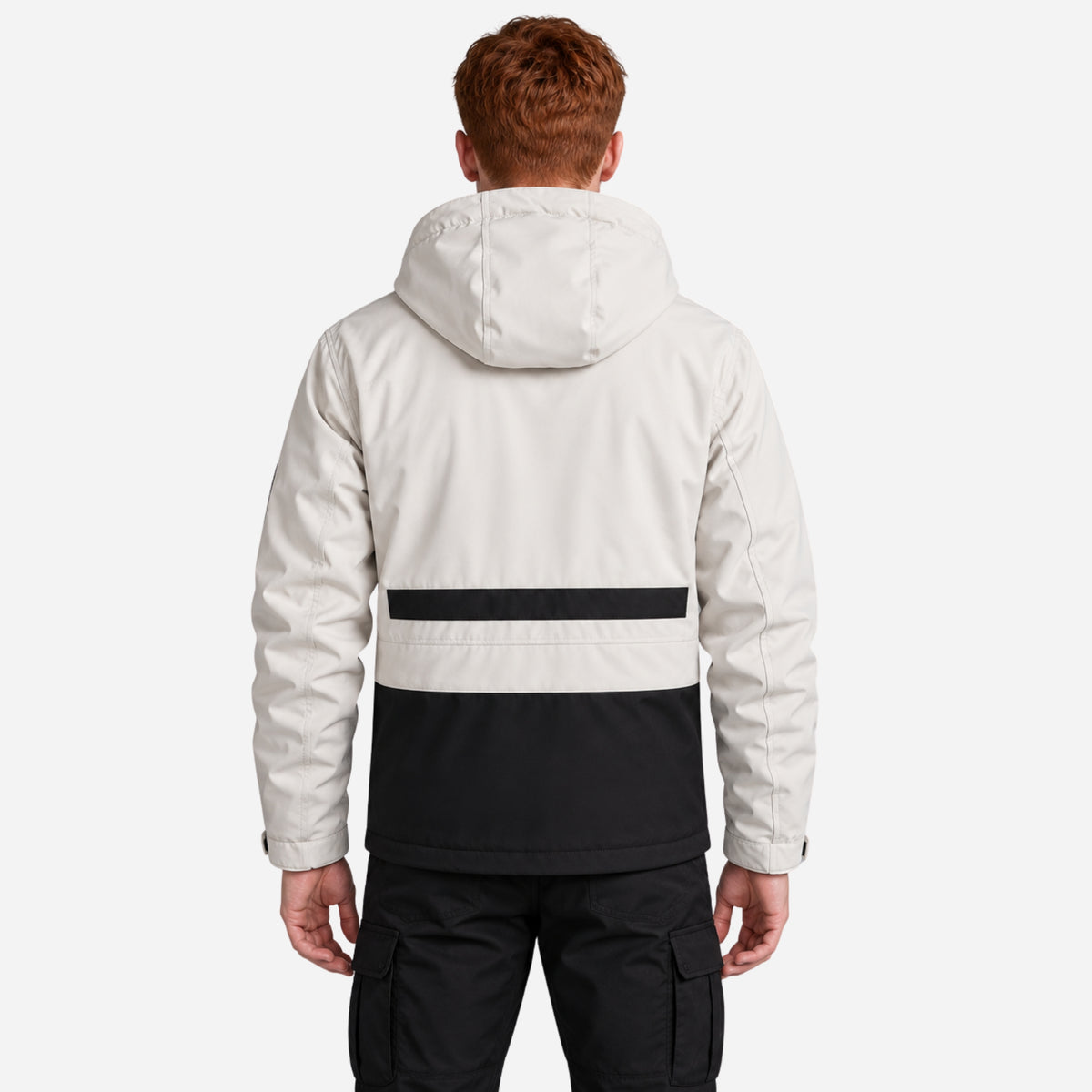 Men’s Contrast-Trim Hooded Utility Jacket-Fowsa