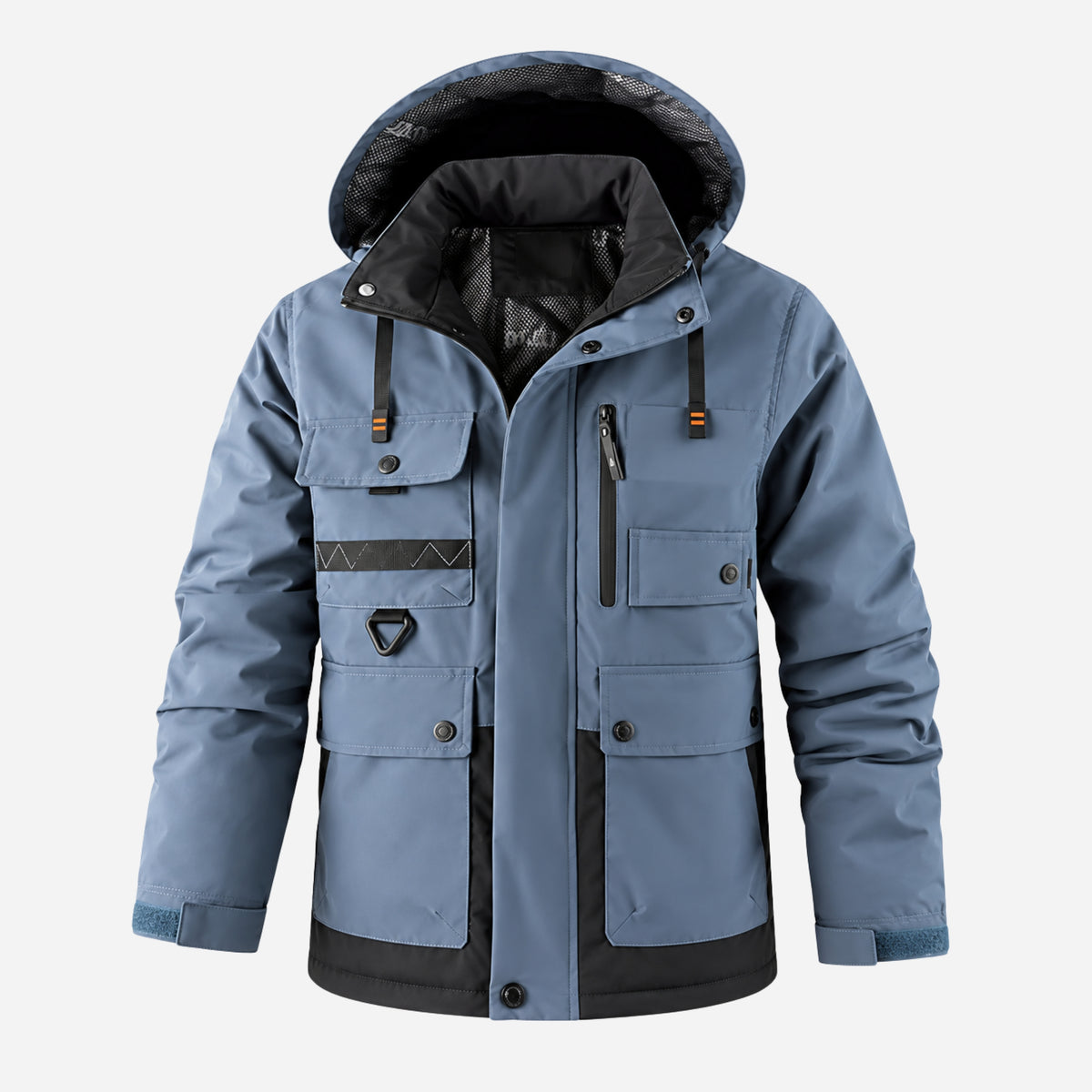 Men’s Contrast-Trim Hooded Utility Jacket-Fowsa