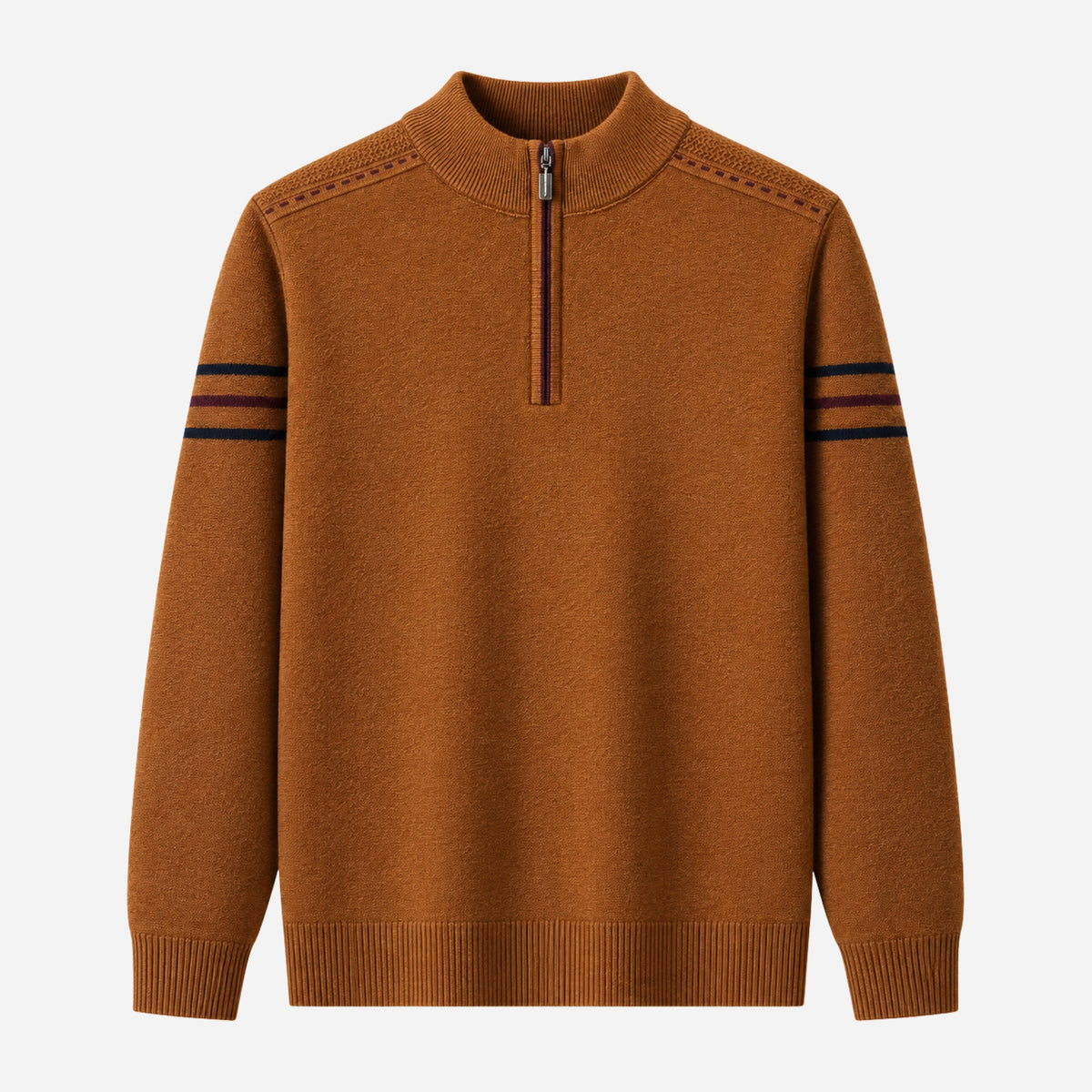 Men’s Contrast-Trim Quarter-Zip Knitted Jumper-Fowsa