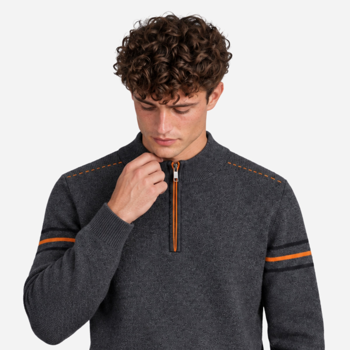 Men’s Contrast-Trim Quarter-Zip Knitted Jumper-Fowsa