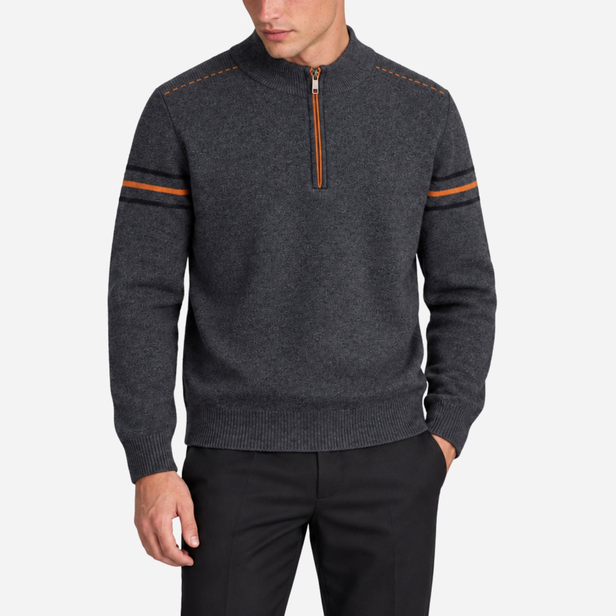Men’s Contrast-Trim Quarter-Zip Knitted Jumper-Fowsa