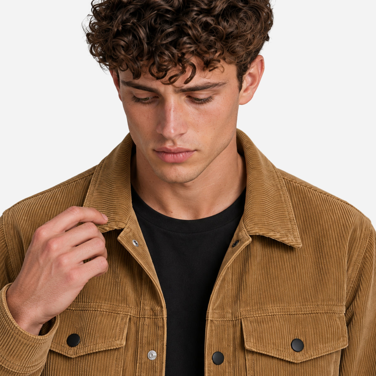 Men’s Corduroy Button-Front Utility Jacket-Fowsa