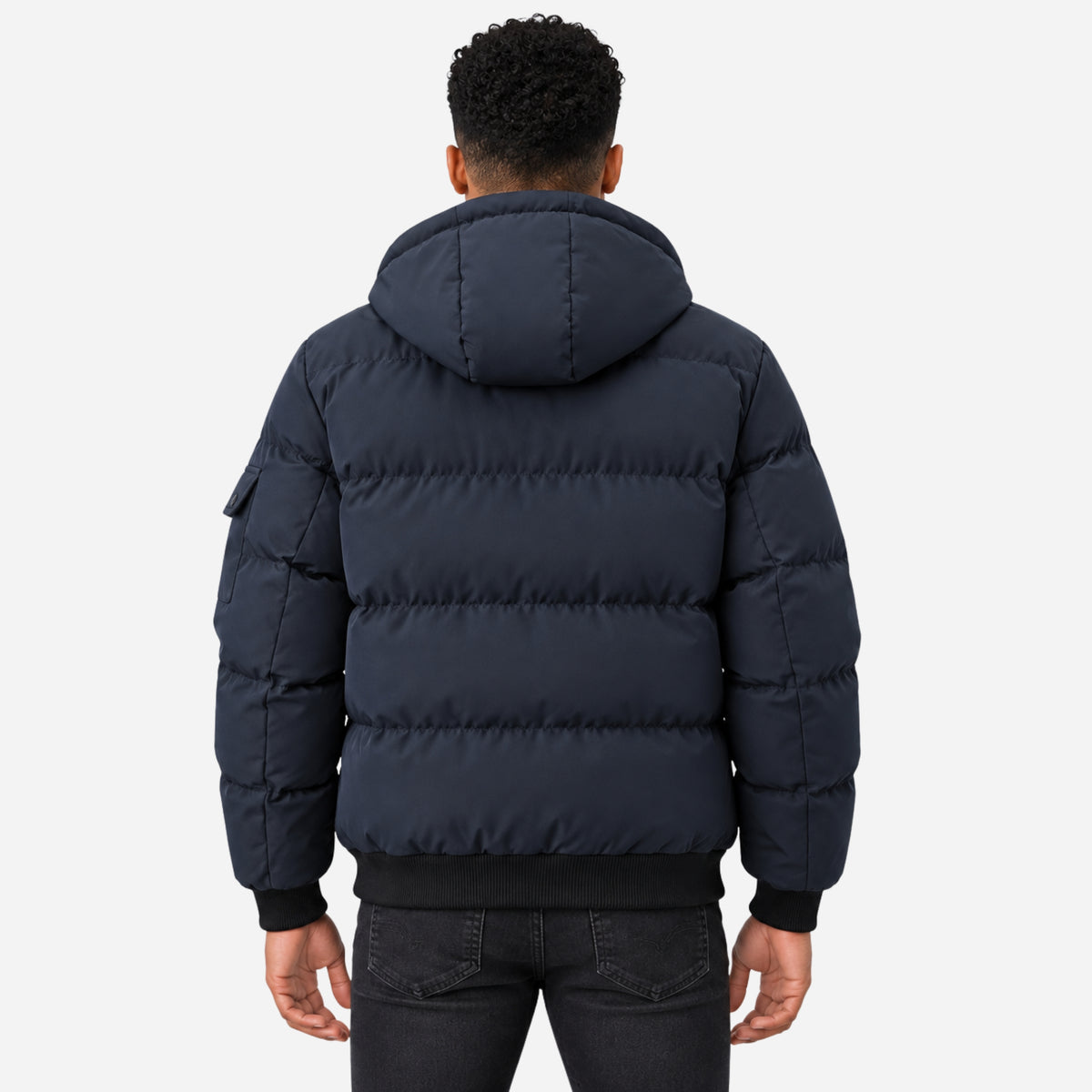 Men’s Detachable-Hood Utility Puffer Jacket-Fowsa
