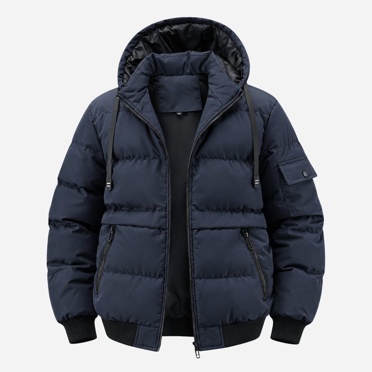 Men’s Detachable-Hood Utility Puffer Jacket-Fowsa