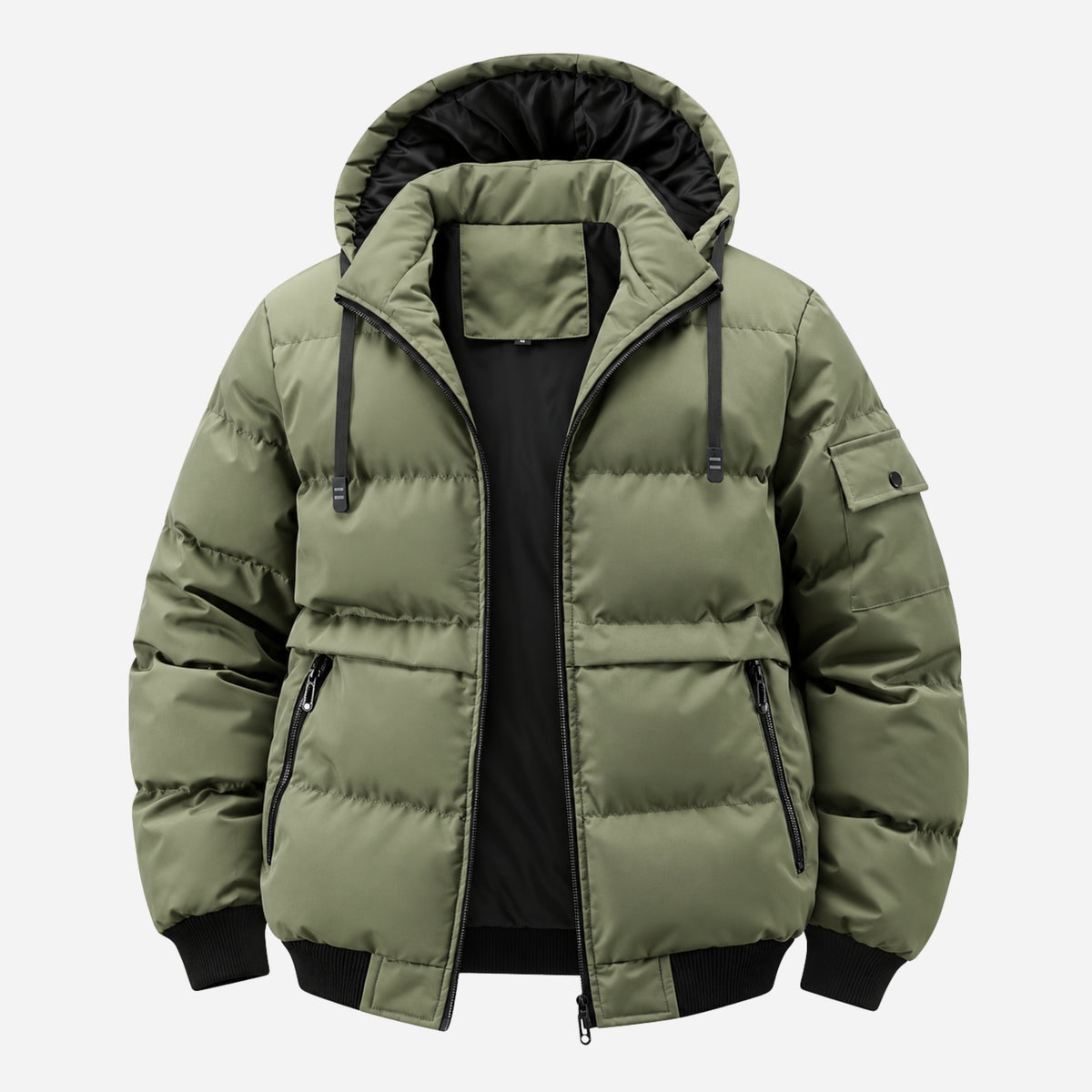 Men’s Detachable-Hood Utility Puffer Jacket-Fowsa