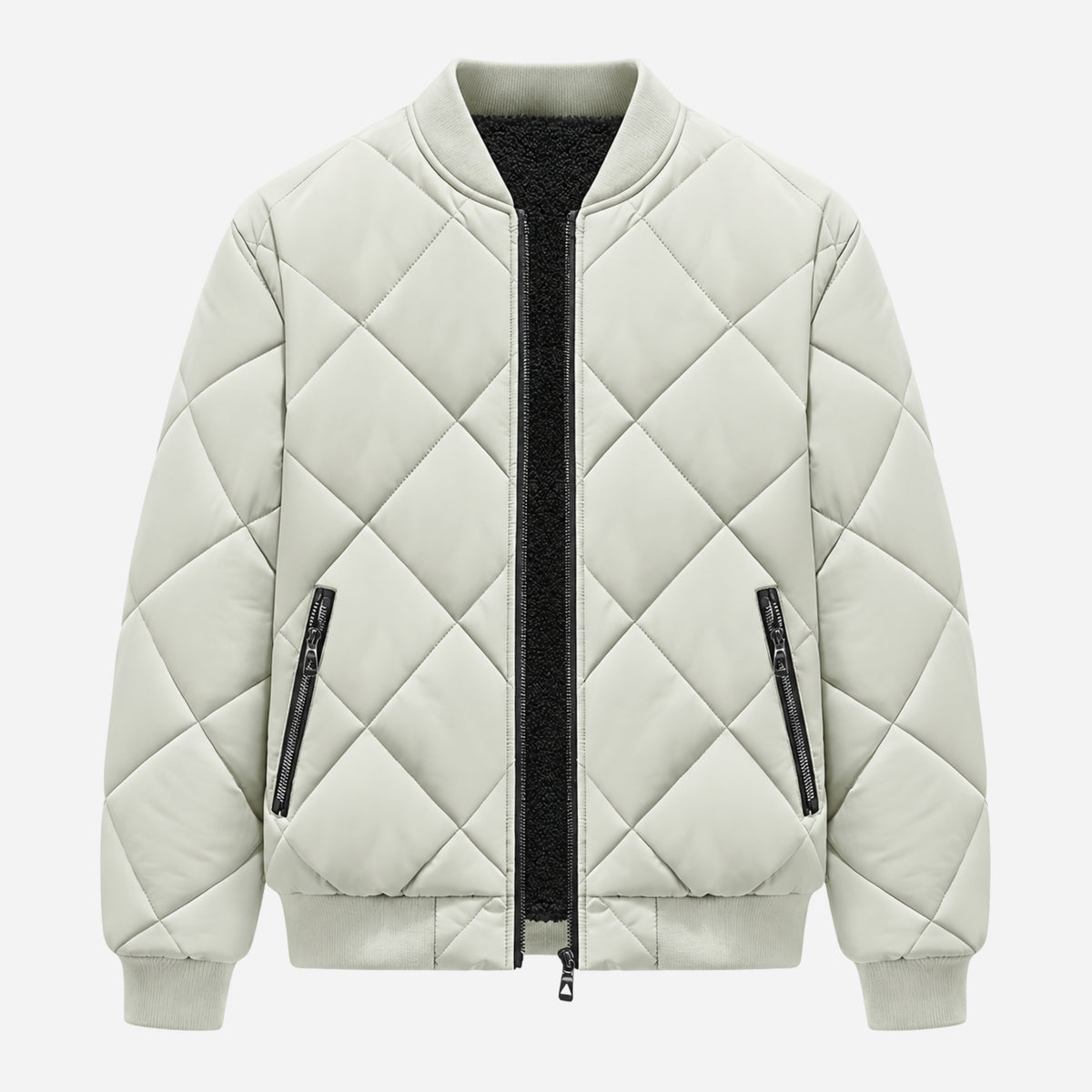 Men’s Diamond-Quilted Ribbed-Trim Bomber Jacket-Fowsa