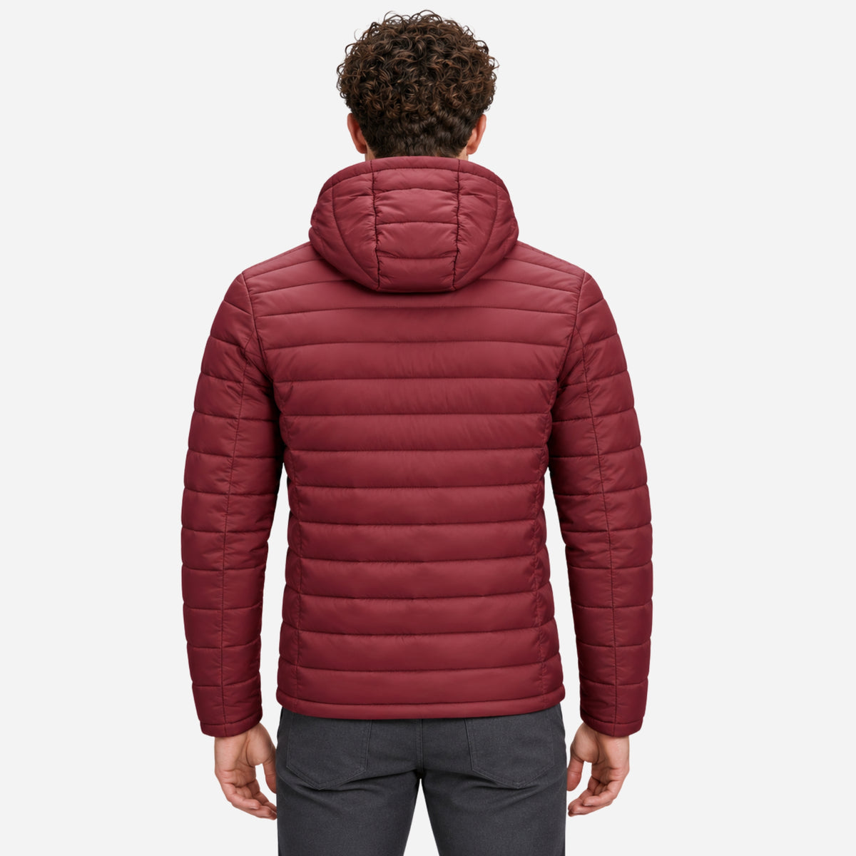 Men’s Drawcord Hood Quilted Puffer Jacket-Fowsa