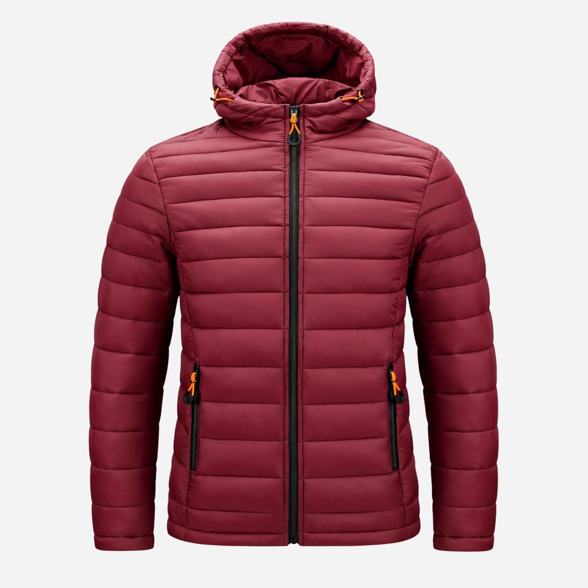 Men’s Drawcord Hood Quilted Puffer Jacket-Fowsa