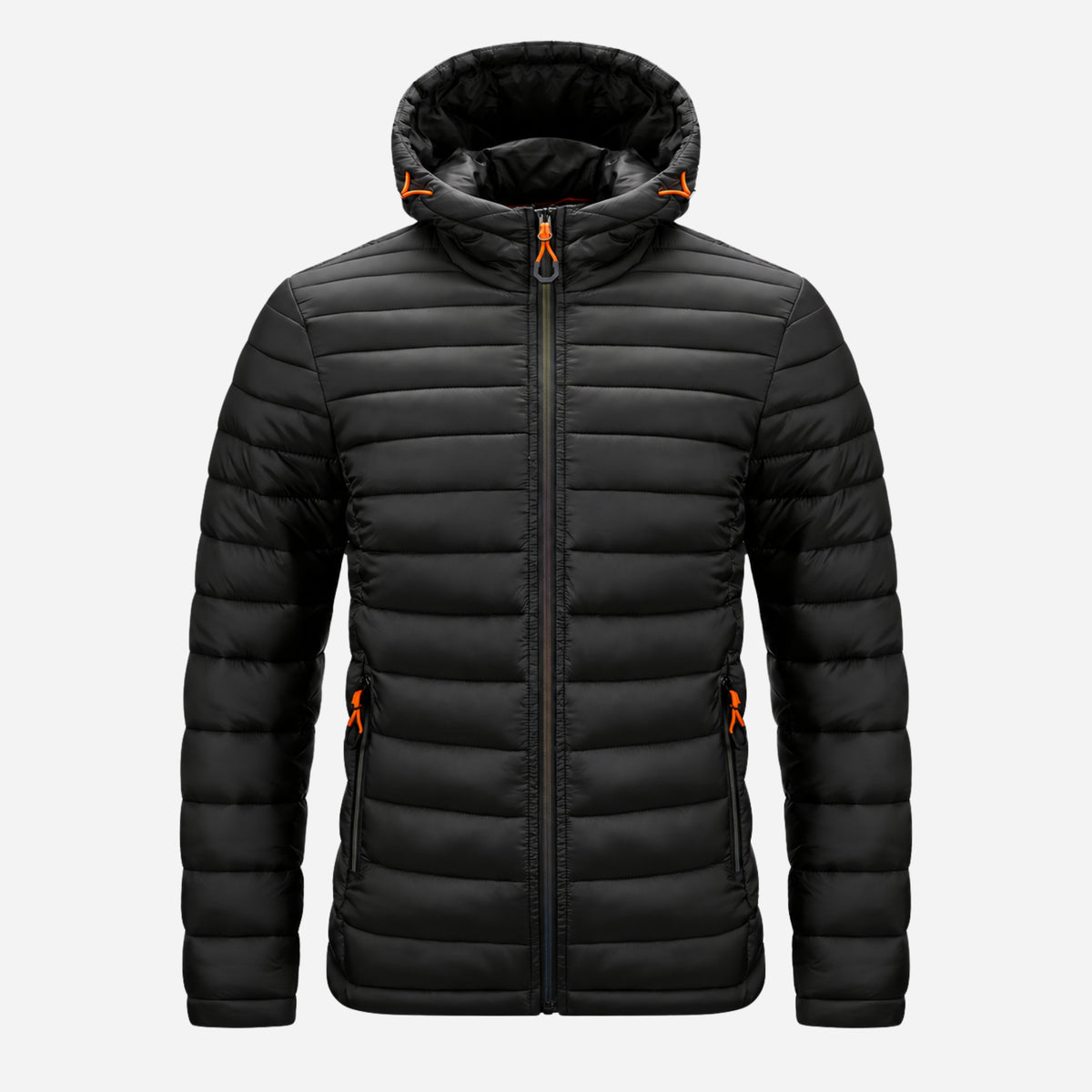 Men’s Drawcord Hood Quilted Puffer Jacket-Fowsa