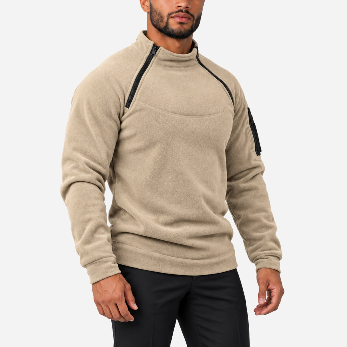 Men’s Dual-Zip Raglan Fleece Jumper-Fowsa