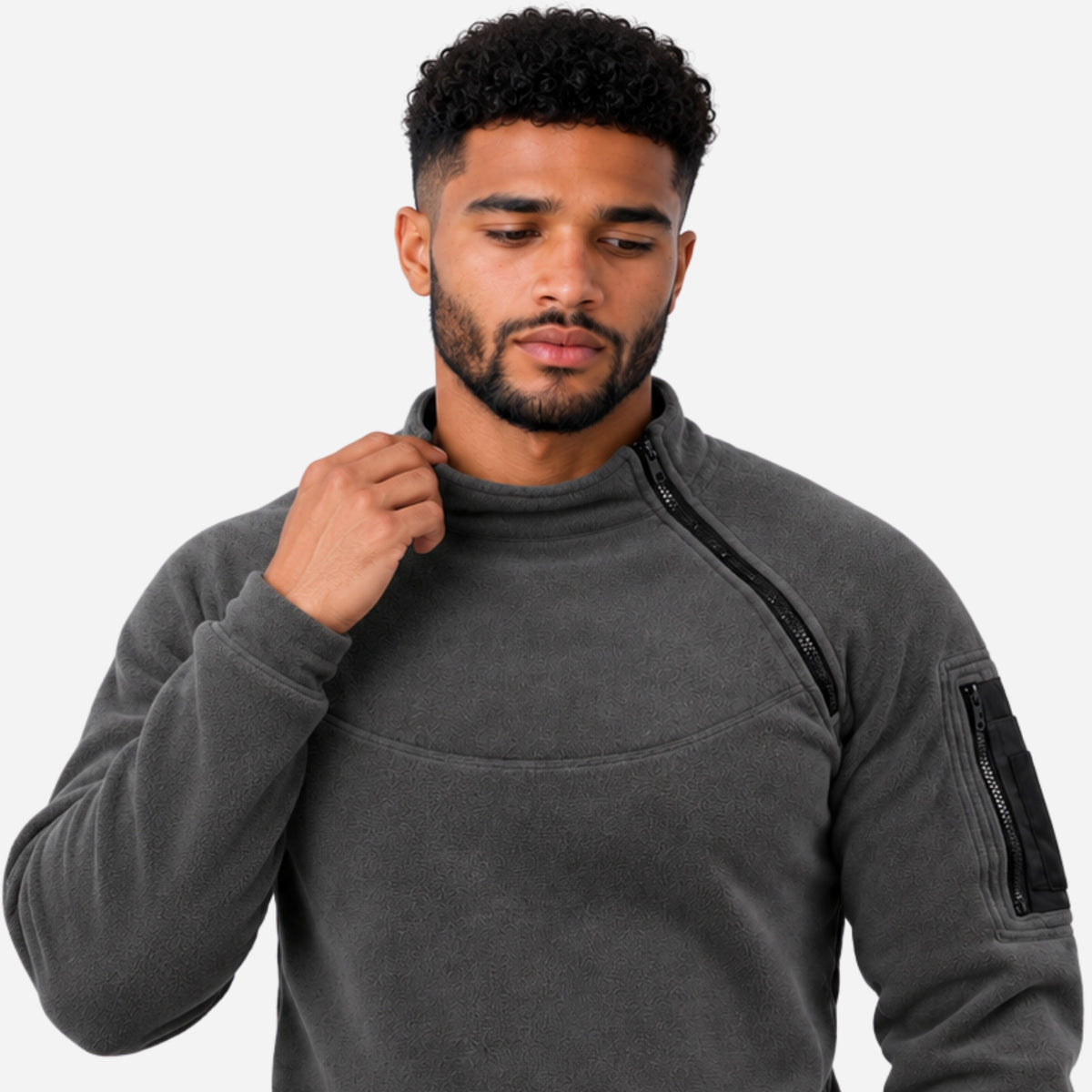 Men’s Dual-Zip Raglan Fleece Jumper-Fowsa