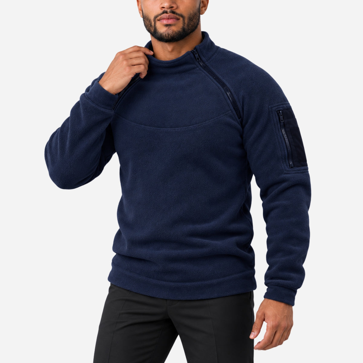 Men’s Dual-Zip Raglan Fleece Jumper-Fowsa