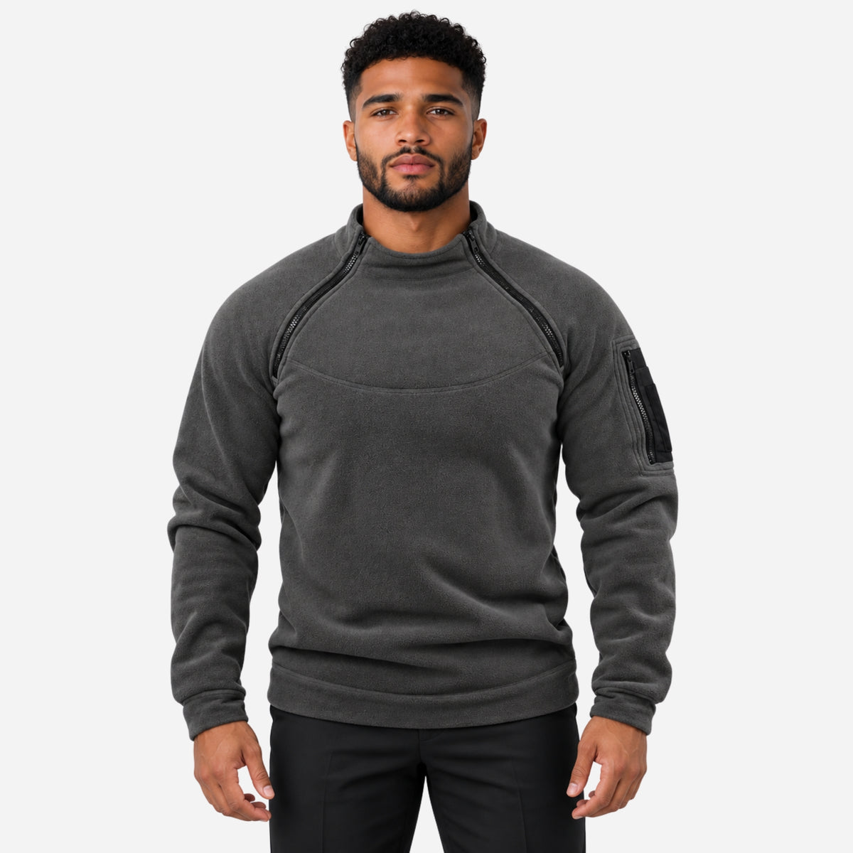 Men’s Dual-Zip Raglan Fleece Jumper-Fowsa