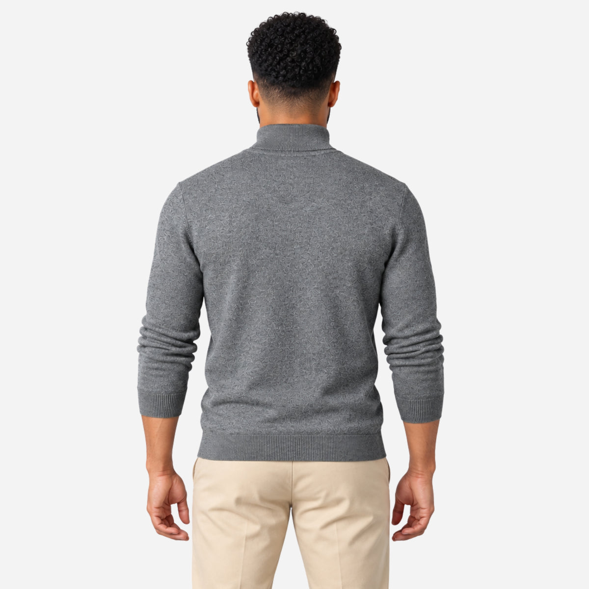 Men’s Fine-Knit Ribbed Turtleneck Jumper-Fowsa