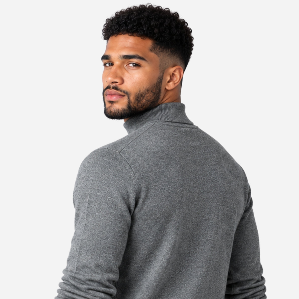 Men’s Fine-Knit Ribbed Turtleneck Jumper-Fowsa
