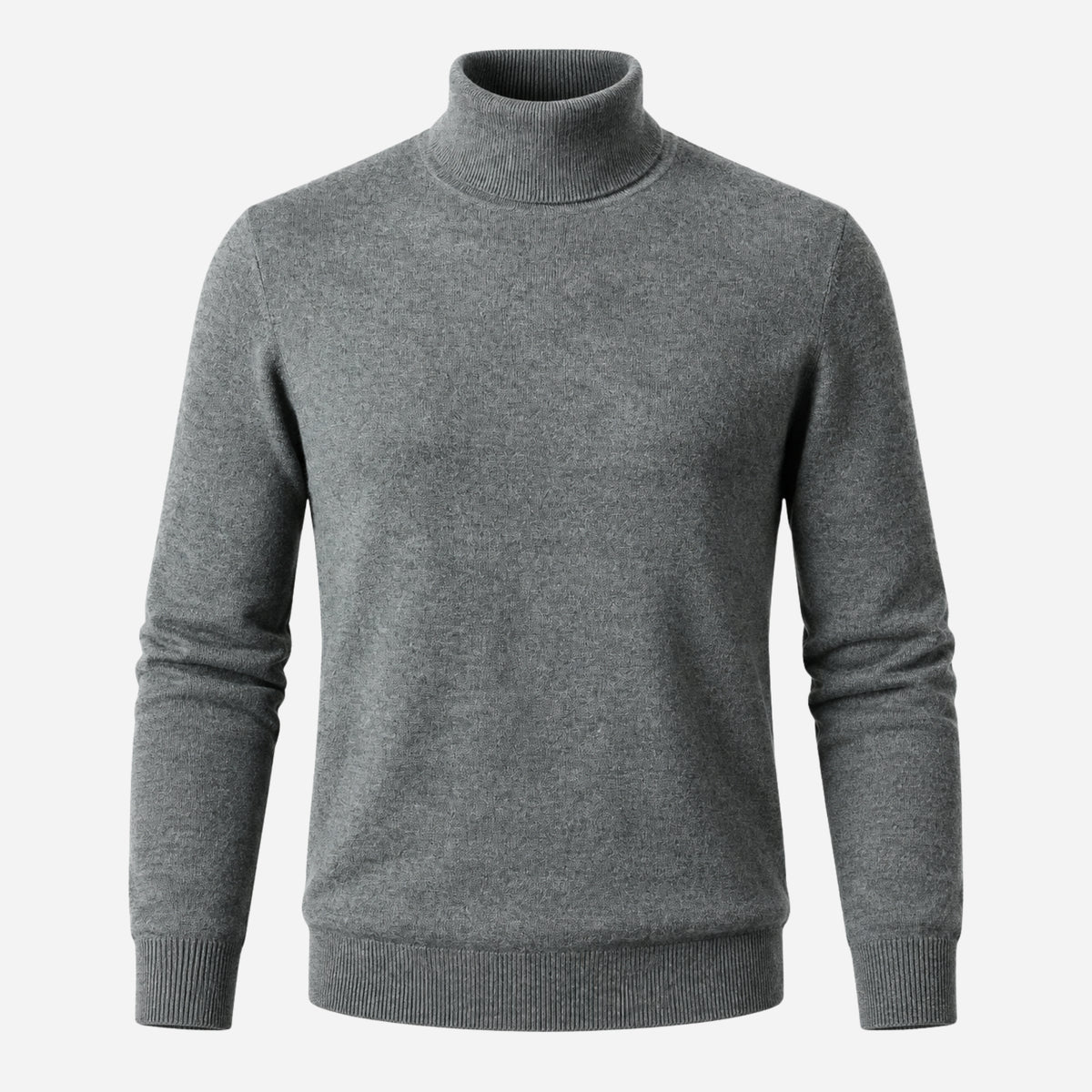 Men’s Fine-Knit Ribbed Turtleneck Jumper-Fowsa