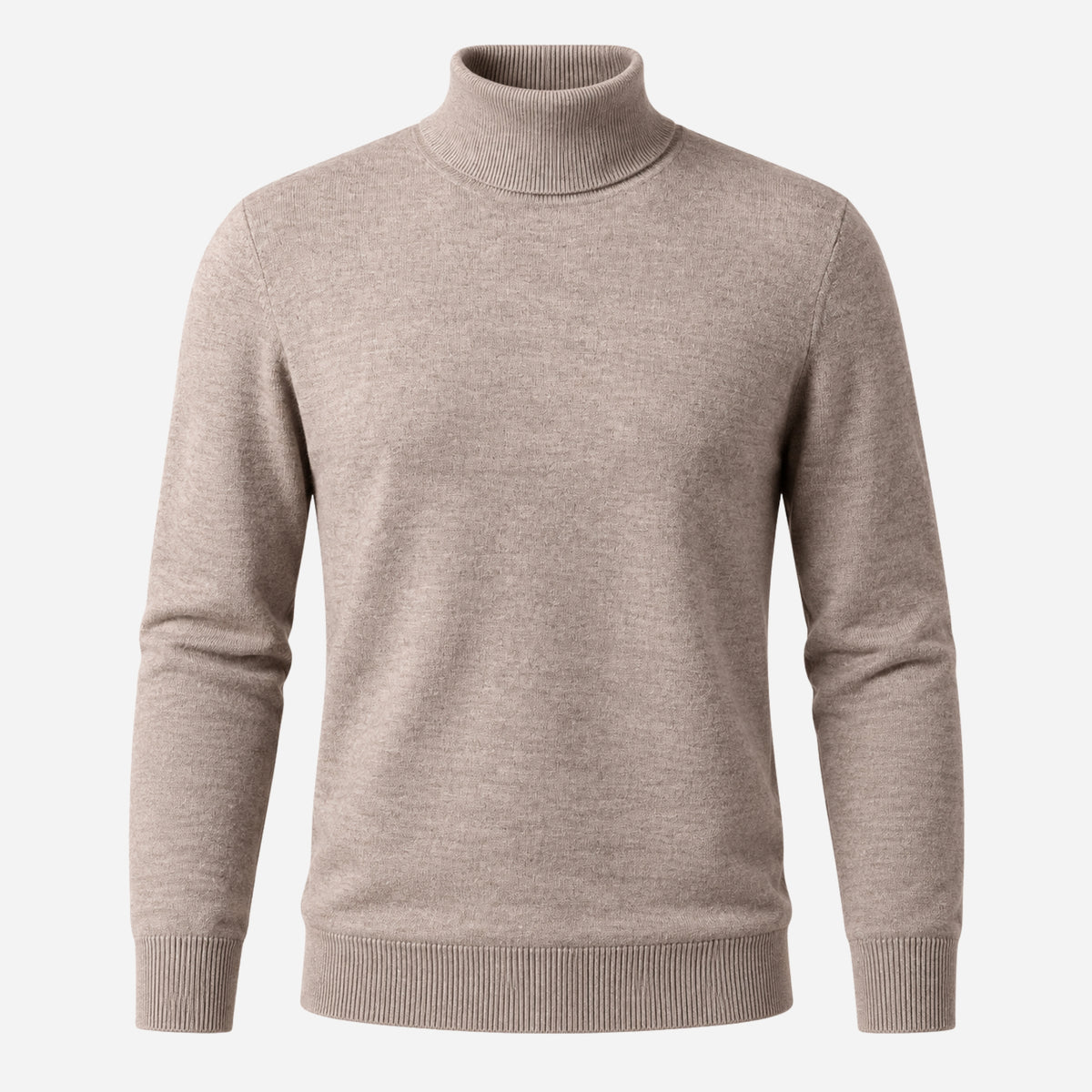 Men’s Fine-Knit Ribbed Turtleneck Jumper-Fowsa