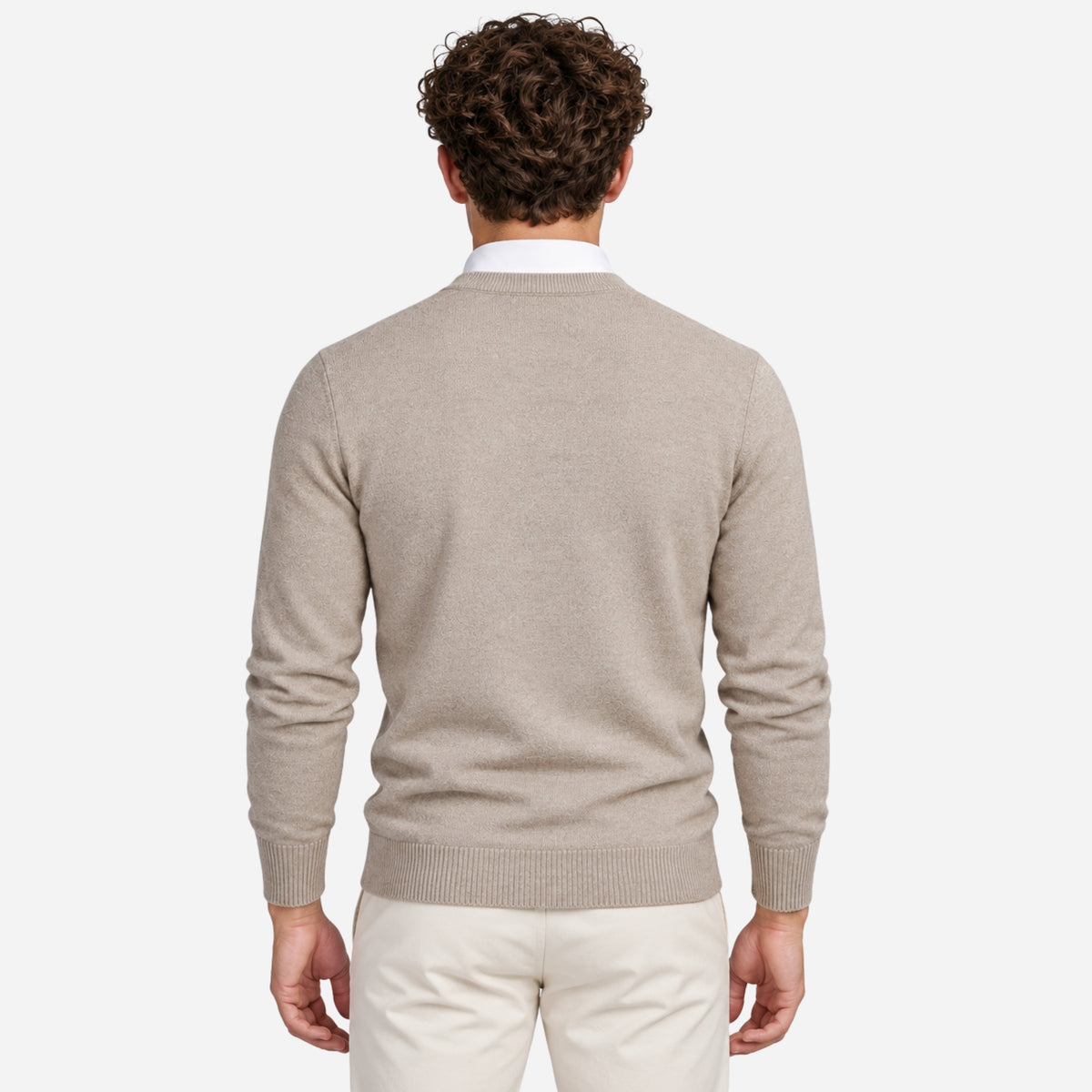 Men’s Fine-Knit V-Neck Jumper-Fowsa