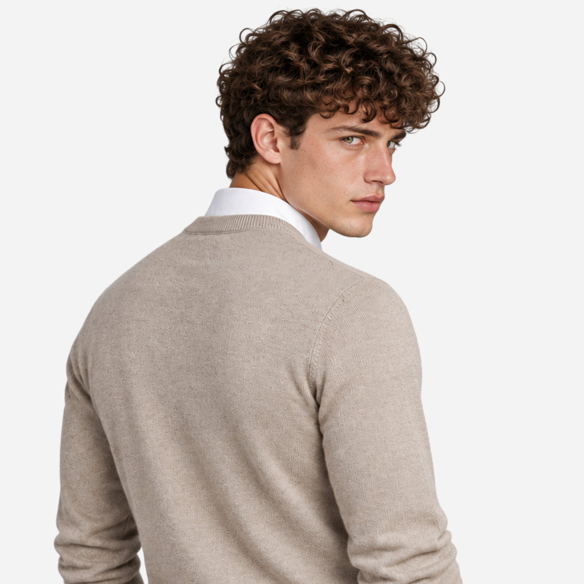Men’s Fine-Knit V-Neck Jumper-Fowsa