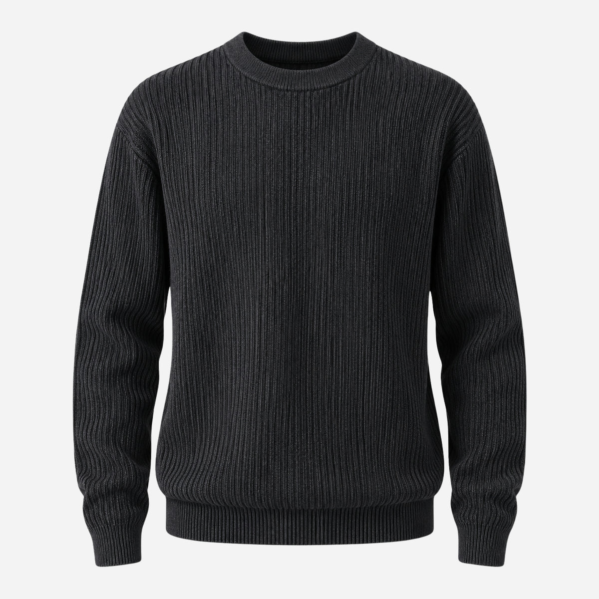 Men’s Fine-Rib Round-Neck Knitted Jumper-Fowsa