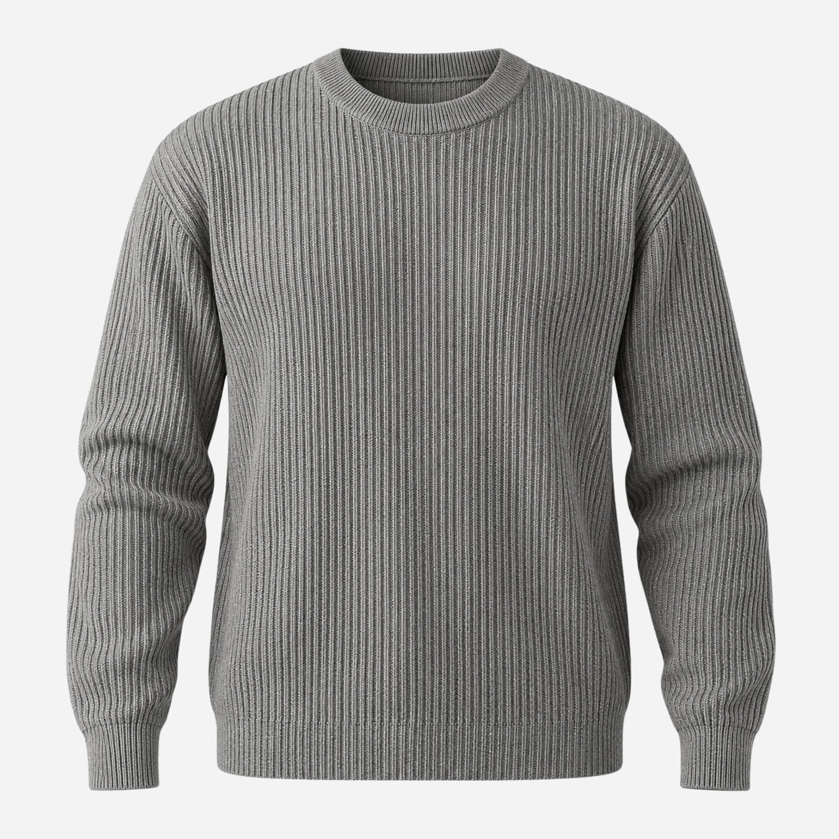 Men’s Fine-Rib Round-Neck Knitted Jumper-Fowsa