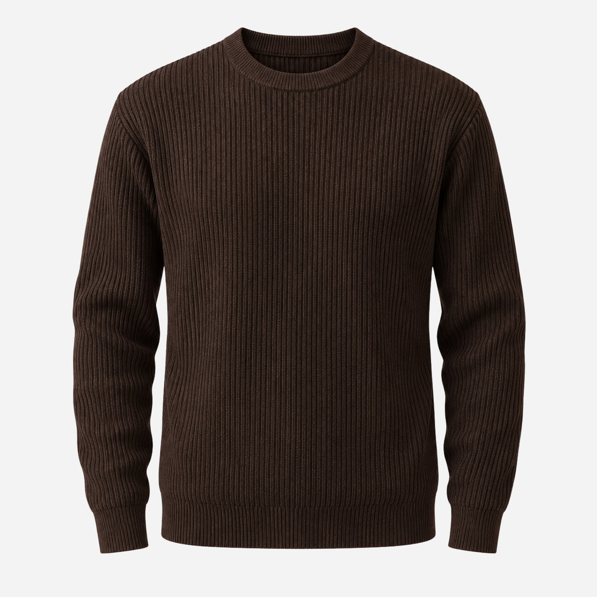 Men’s Fine-Rib Round-Neck Knitted Jumper-Fowsa