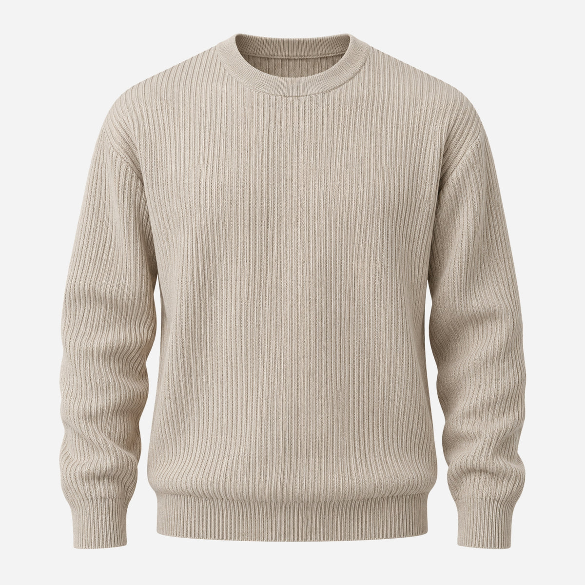 Men’s Fine-Rib Round-Neck Knitted Jumper-Fowsa