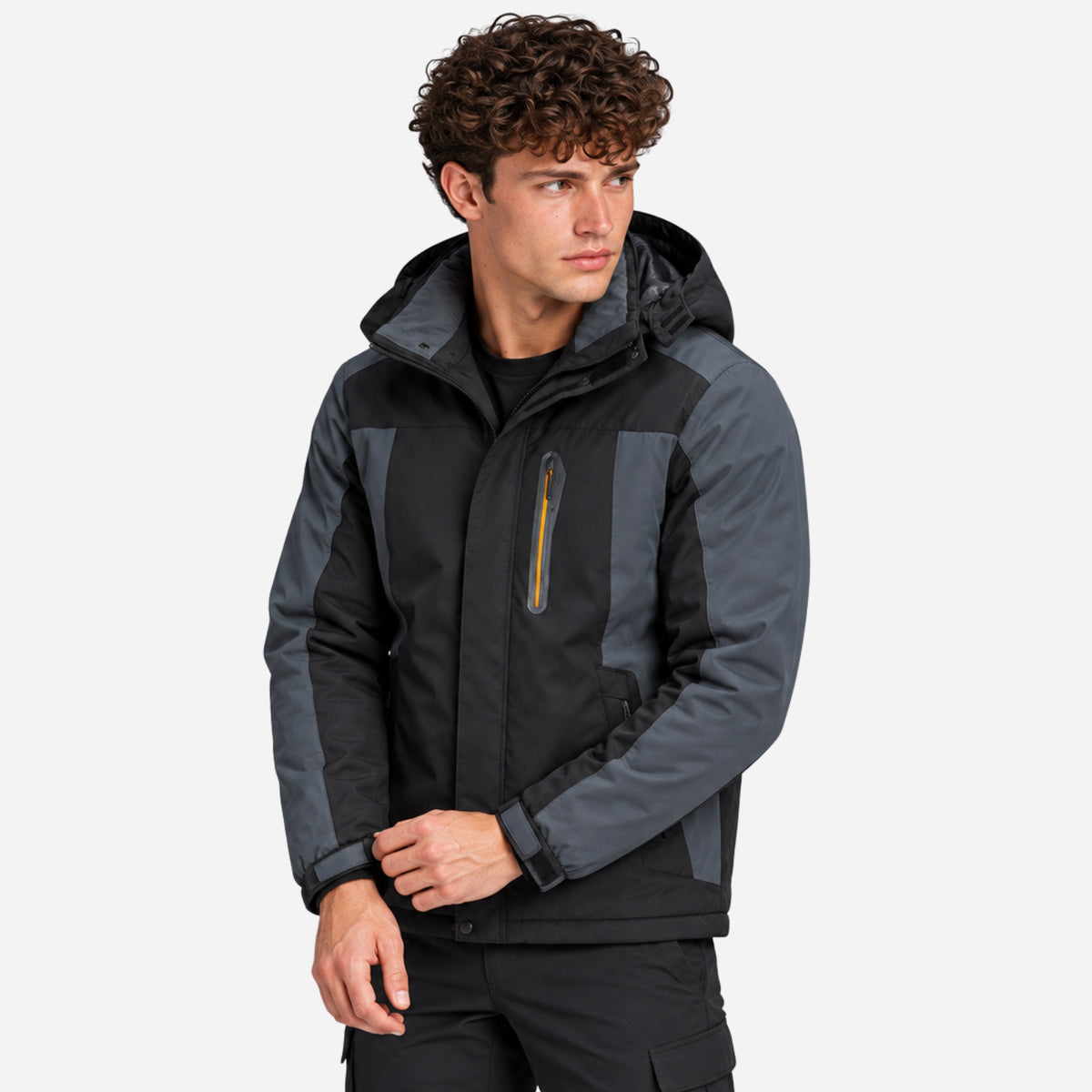 Men’s Fleece-Lined Hooded Outdoor Jacket-Fowsa