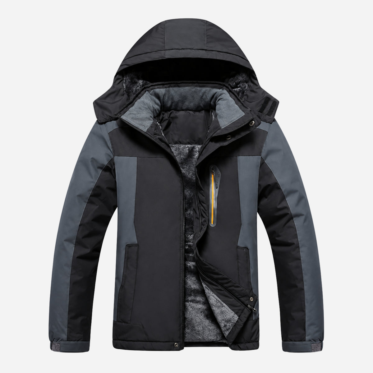 Men’s Fleece-Lined Hooded Outdoor Jacket-Fowsa