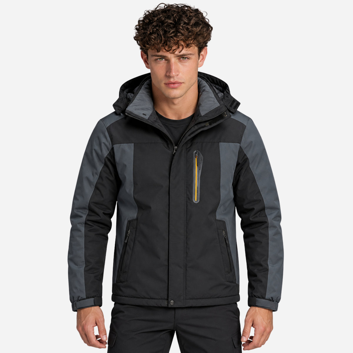 Men’s Fleece-Lined Hooded Outdoor Jacket-Fowsa