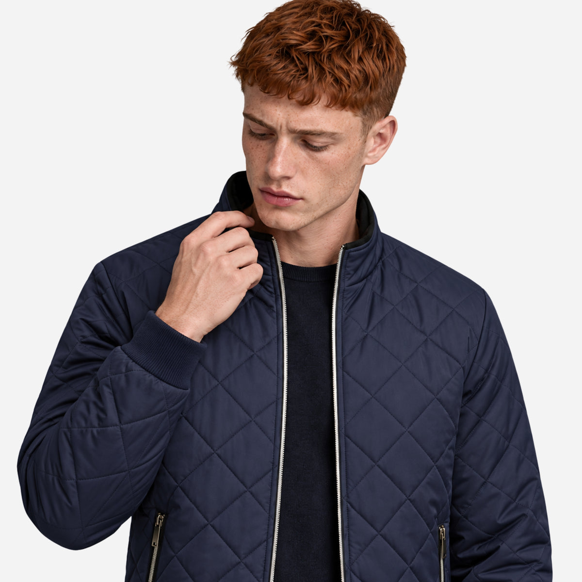 Men’s Fleece-Lined Quilted Zip Jacket-Fowsa