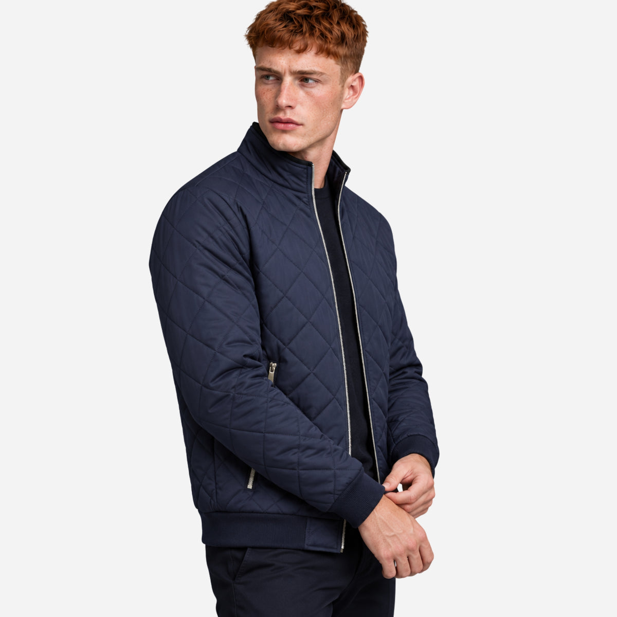 Men’s Fleece-Lined Quilted Zip Jacket-Fowsa