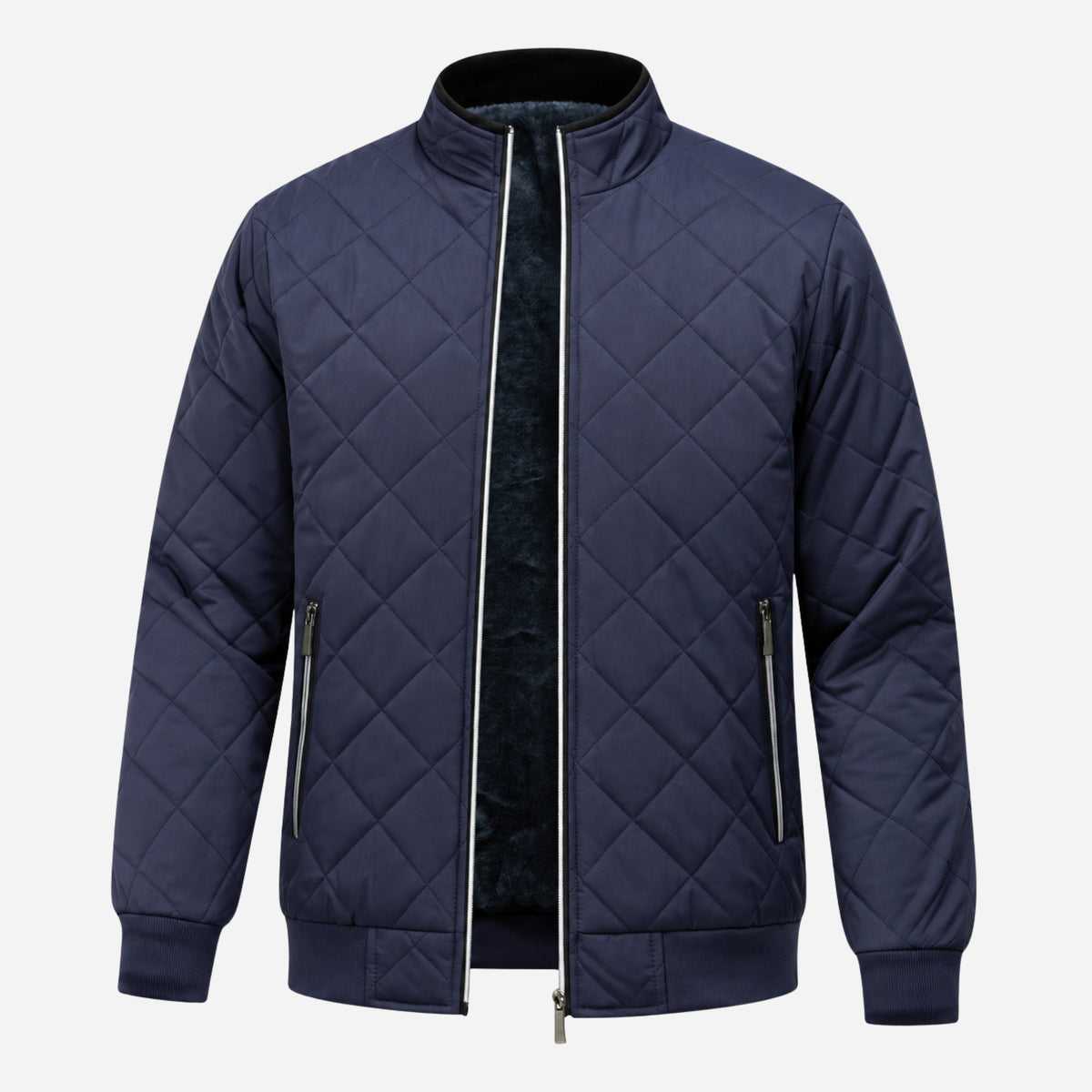 Men’s Fleece-Lined Quilted Zip Jacket-Fowsa