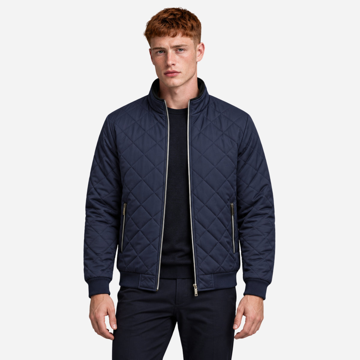 Men’s Fleece-Lined Quilted Zip Jacket-Fowsa