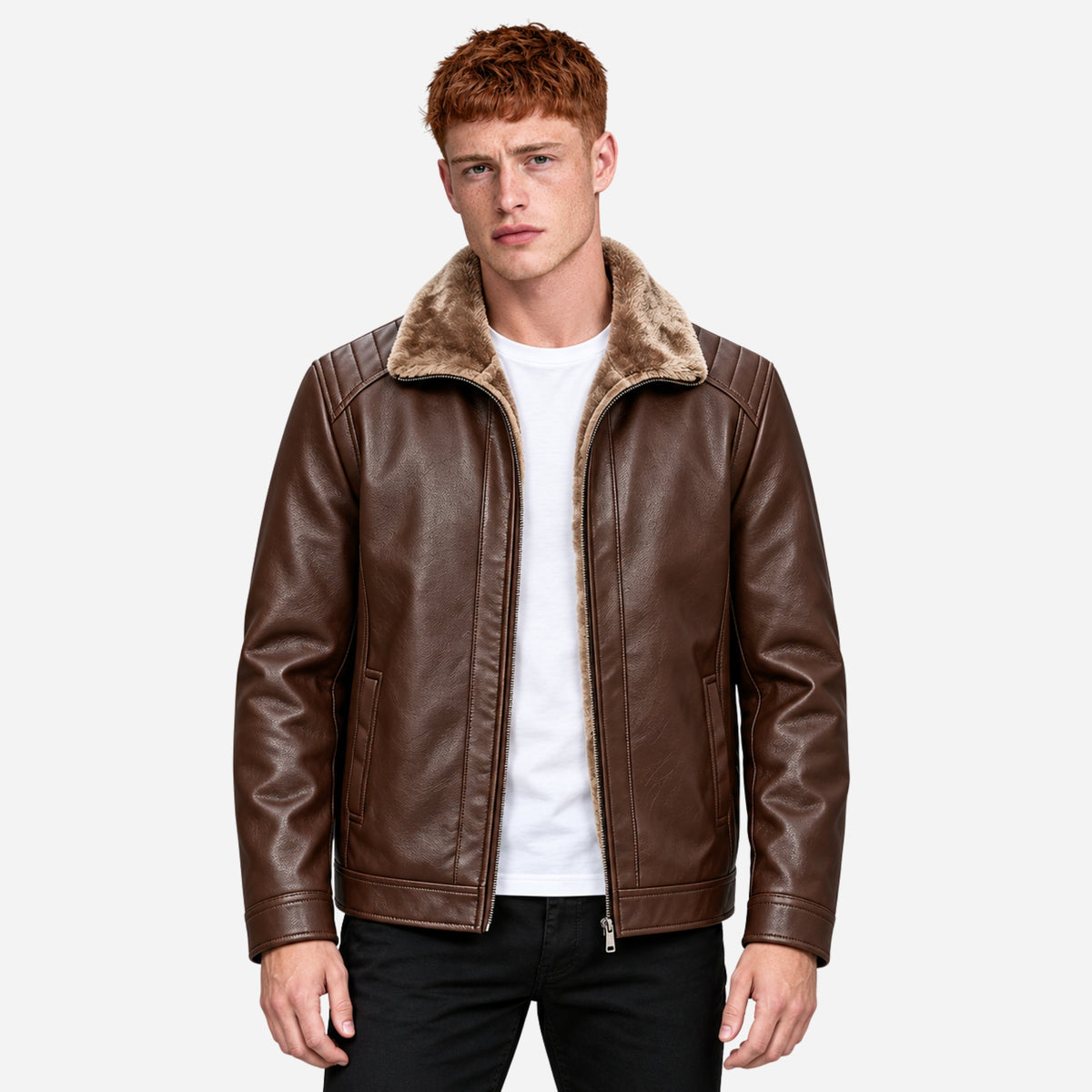 Men’s Fleece-Lined Retro Winter Jacket-Fowsa