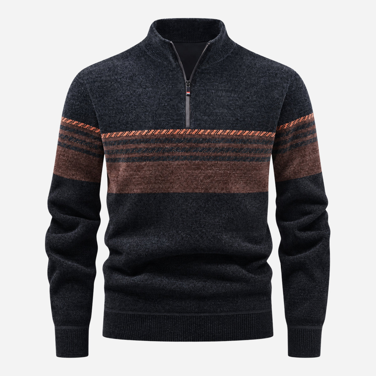 Men’s Fleece-Lined Striped Quarter-Zip Jumper-Fowsa