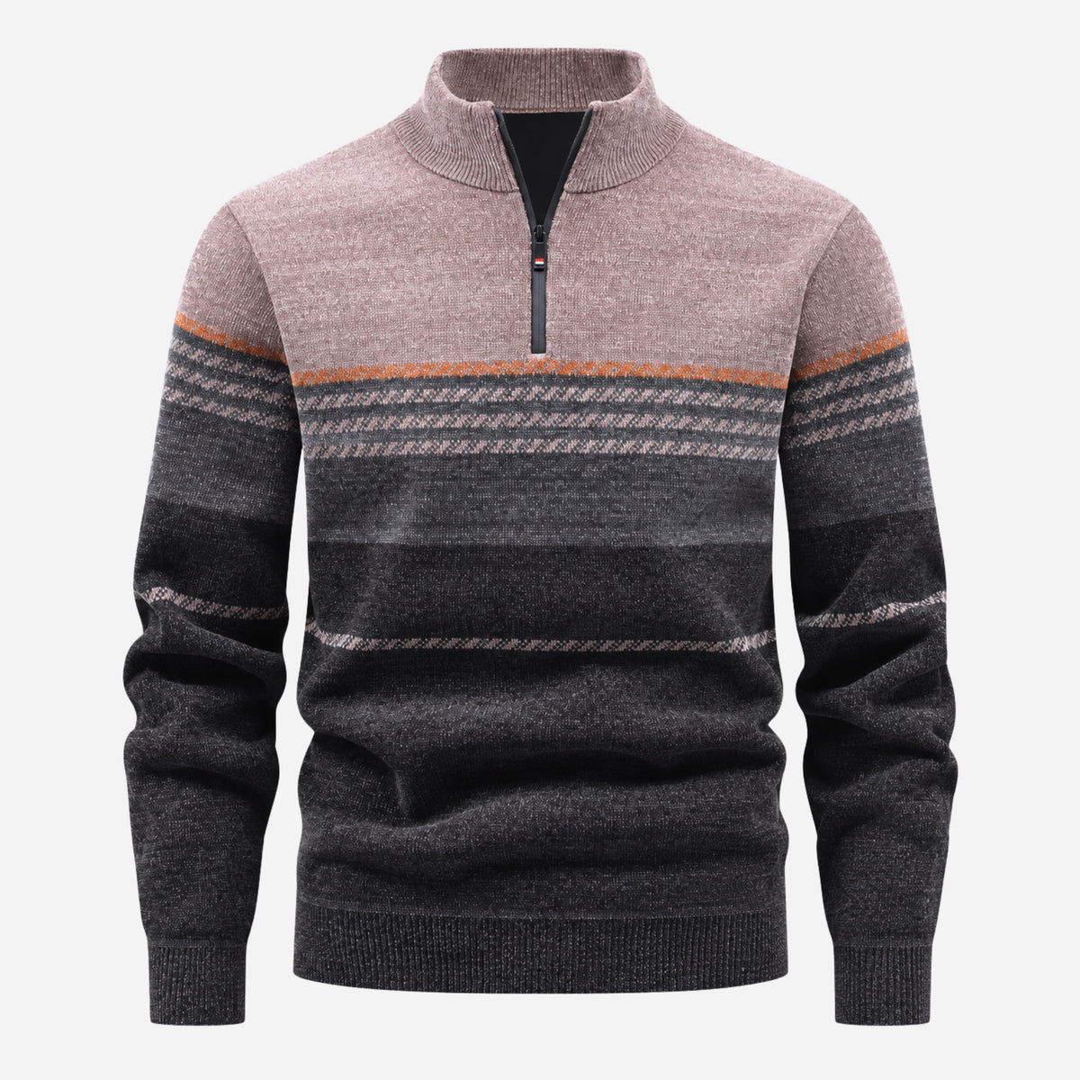 Men’s Fleece-Lined Striped Quarter-Zip Jumper-Fowsa